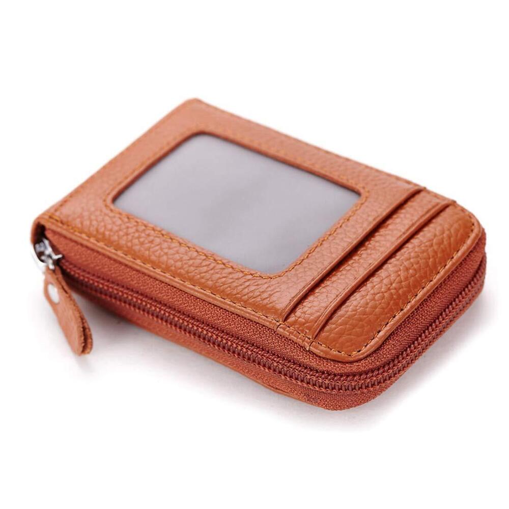 7205 Premium Leather Slim Zipper Business/Credit Card Wallet Case Holder